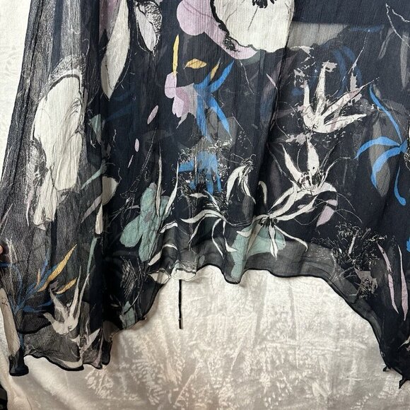 Reiss Dress Sz 12 Navy Floral Carina Spring Whimsigoth Maxi w/ High Front Slit - Picture 12 of 16